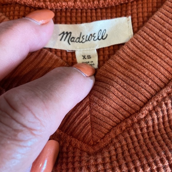 Madewell Burnt Orange Waffle Knit Boxy Sweater Size XS - Picture 4 of 5